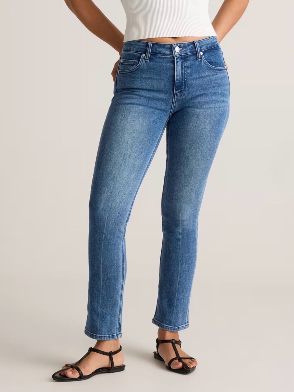 Quince Stretch Mid Rise Slim Straight Jeans Seaside Blue 27 / 26 Classic